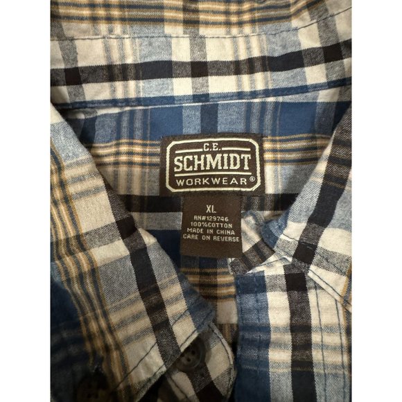 SCHMIDT WORKWEAR PLAID LONG SLEEVE BUTTON UP SHIRT SIZE XL | E2 - Picture 3 of 5
